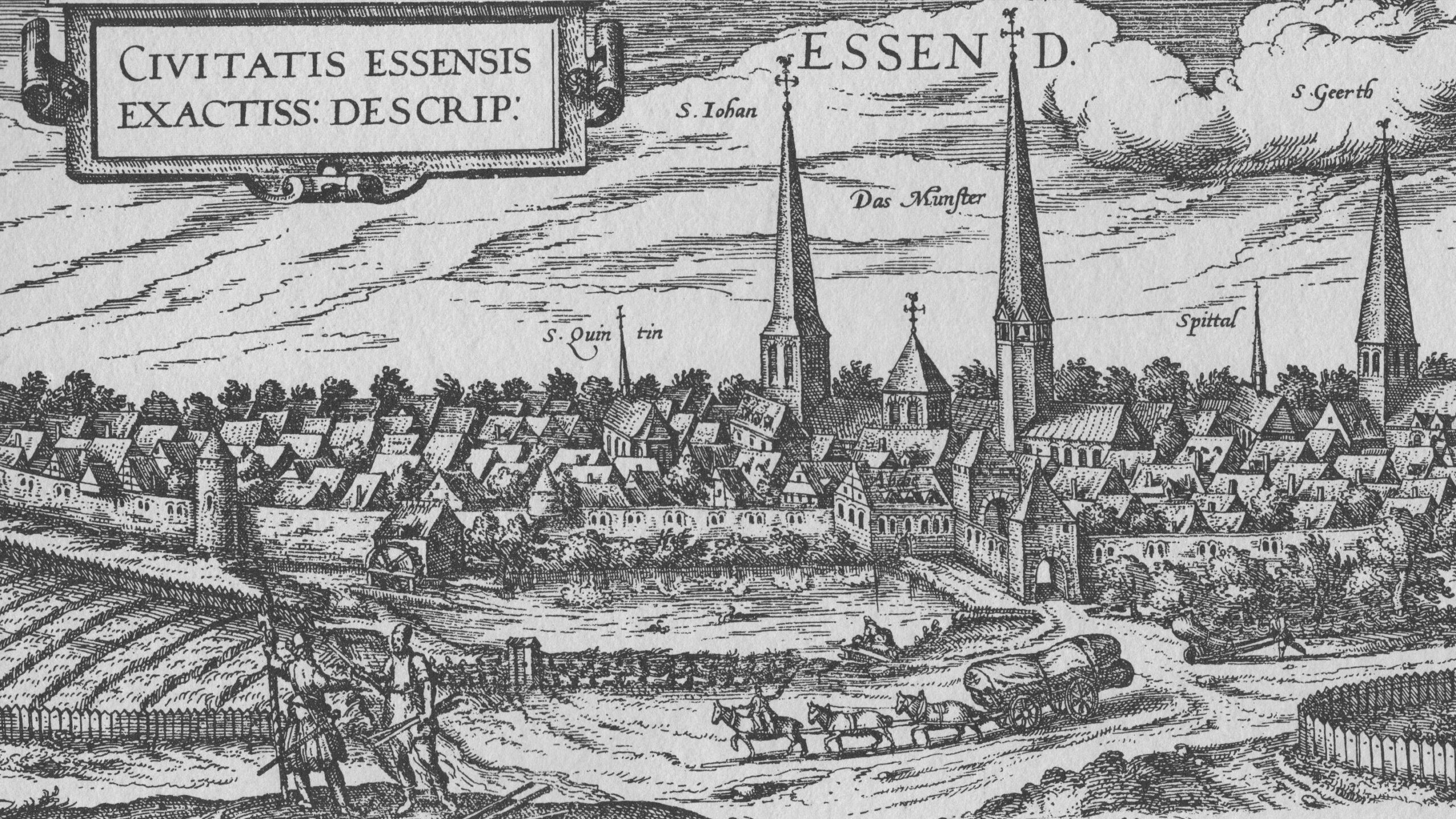 Ansicht der Stadt Essen nach Braun & Hogenberg 1581